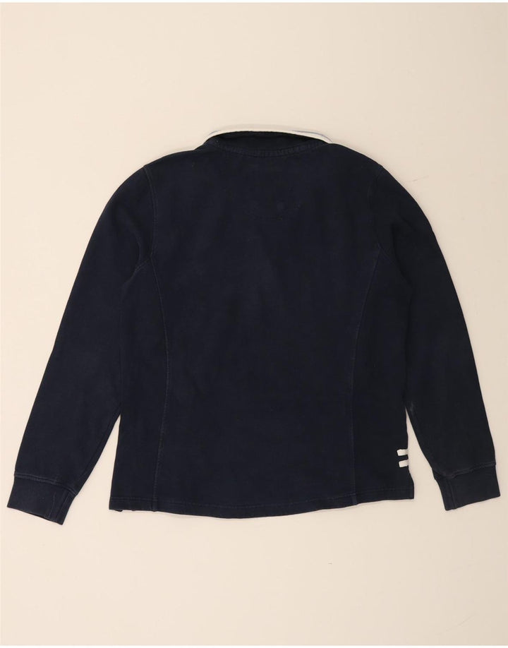 CREW CLOTHING Sweat-shirt à col zippé pour femme UK 16 Large Bleu marine