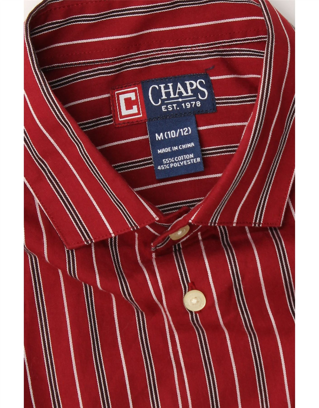 Chaps Chemise Garçon 10-11 ans Coton Rayé Bordeaux Moyen
