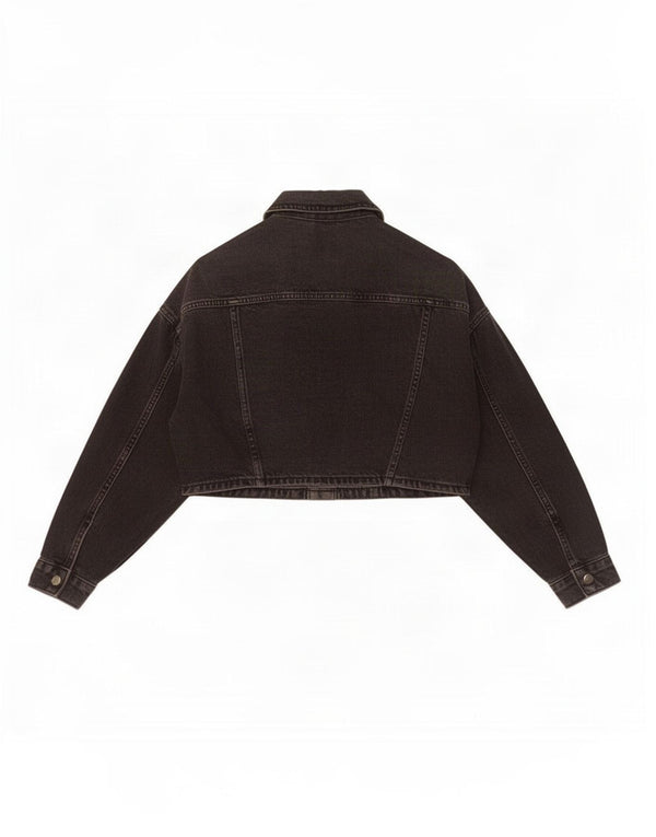 Topshop Veste en jean surdimensionnée pour femme UK 4 XS Noir Coton