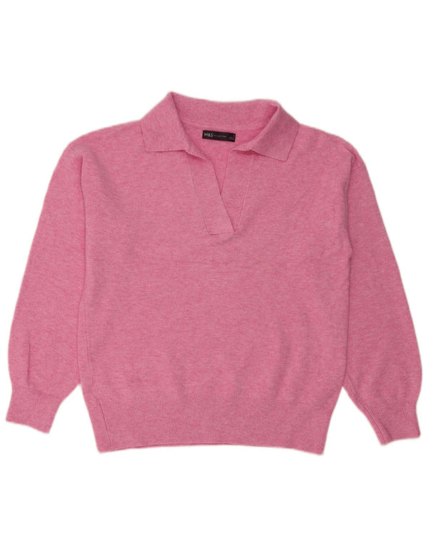 Marks & Spencer Pull surdimensionné à col polo pour femme UK 10 Petit Rose