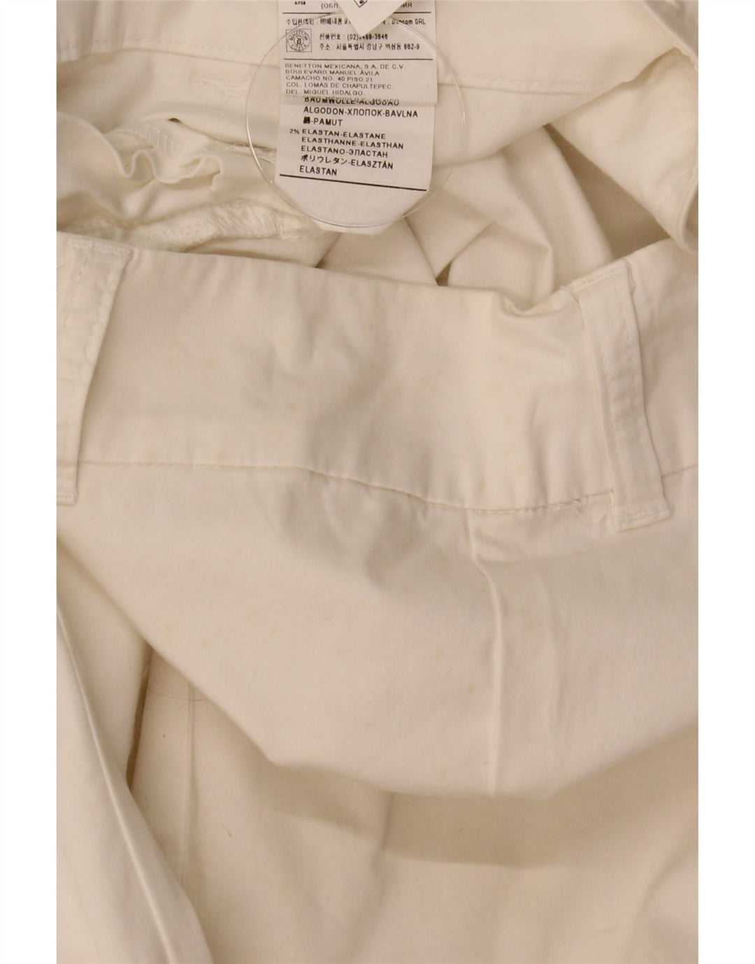 Benetton Pantalon Capri Femme IT 44 Medium W31 L22 Coton Blanc