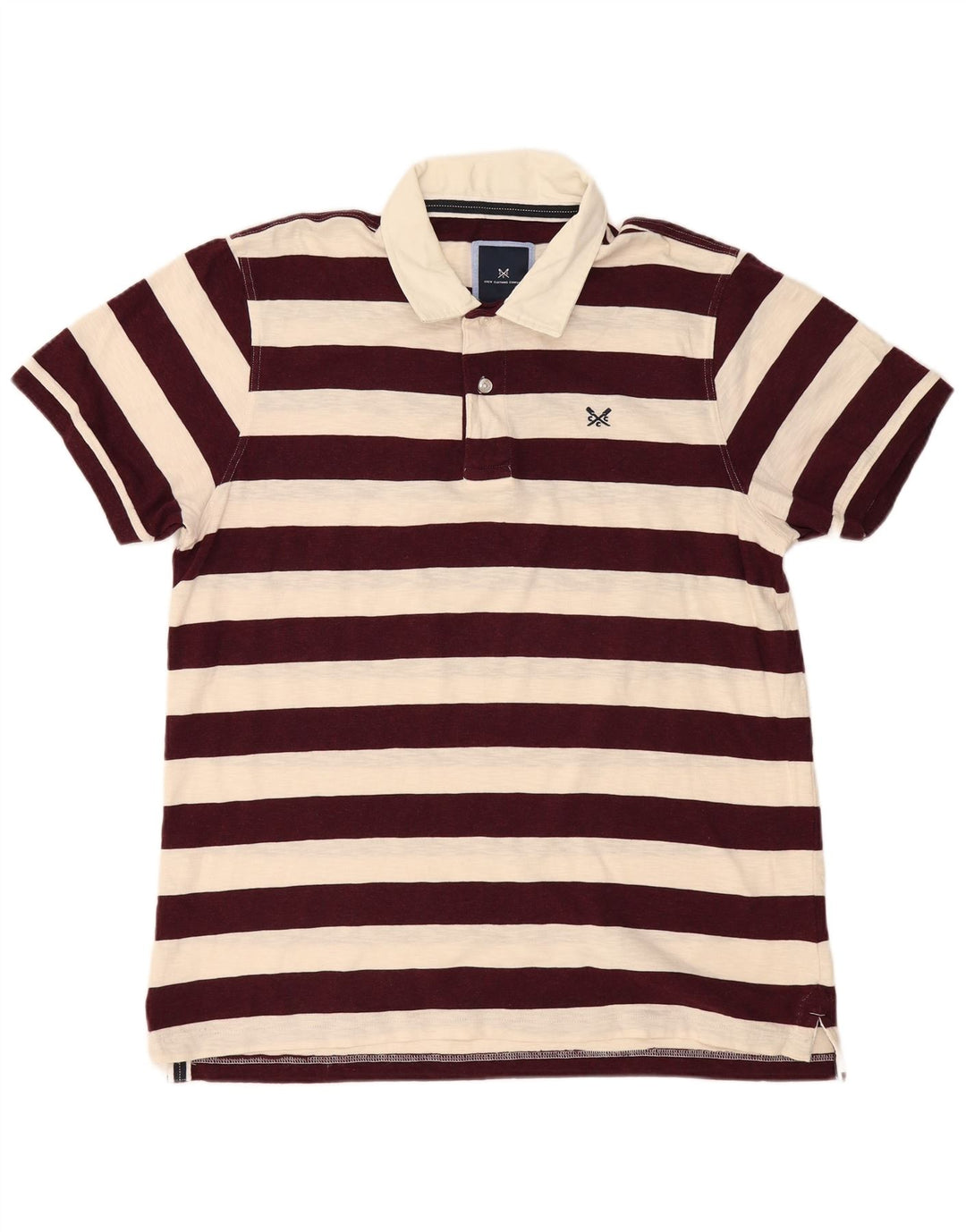 CREW CLOTHING Polo Homme XL Coton Rayé Bordeaux