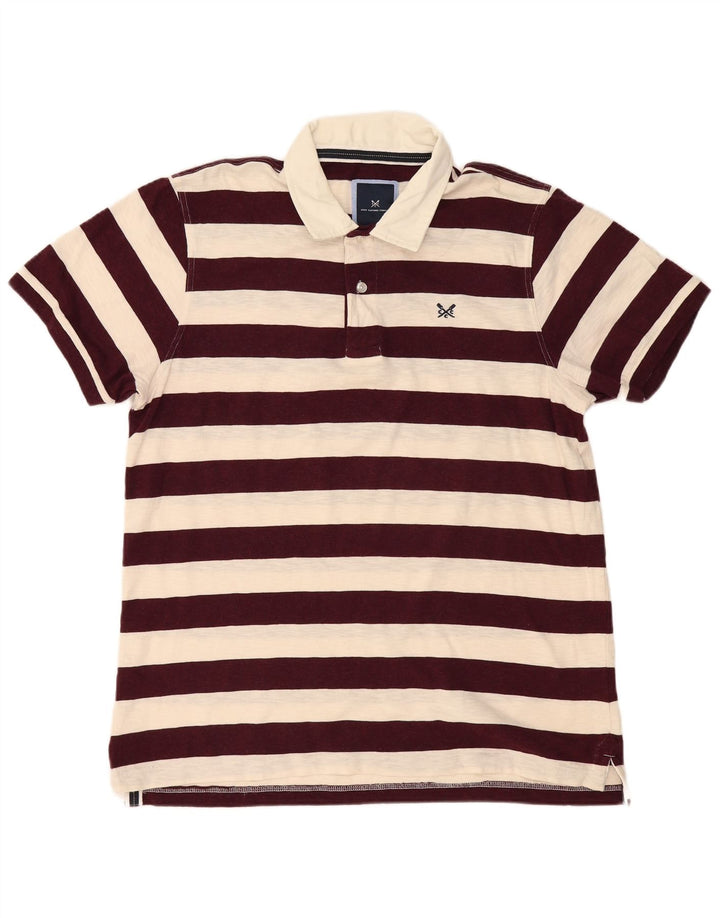 CREW CLOTHING Polo Homme XL Coton Rayé Bordeaux