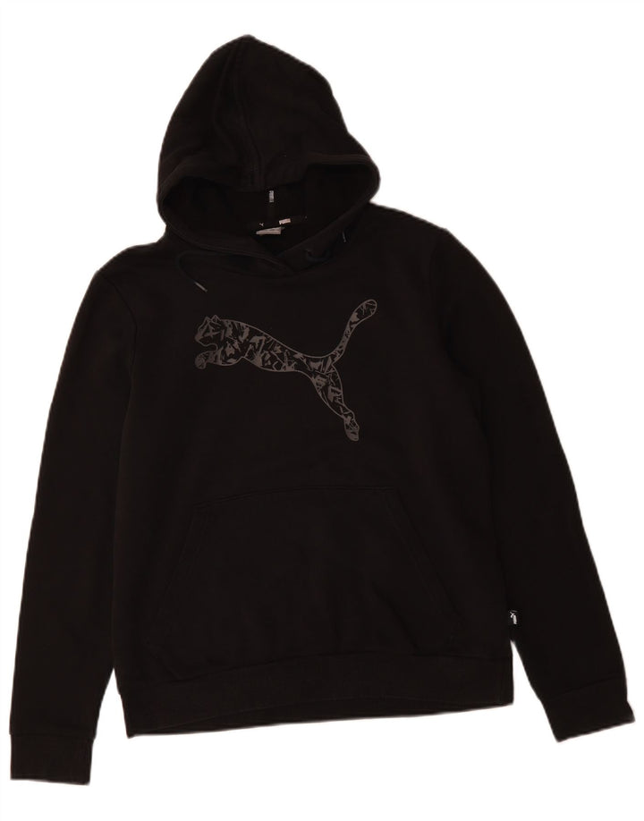 PUMA Pull à capuche graphique pour femme UK 16 Large Noir Coton