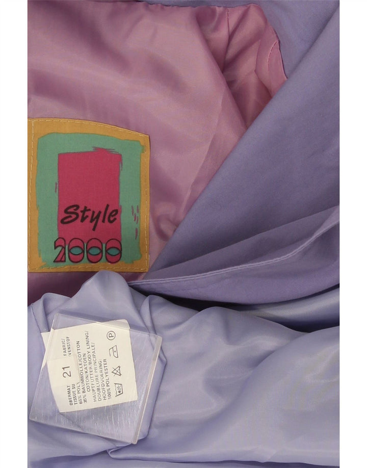 vintage Femmes Double Breasted Manteau UK 22 2XL Violet Polyester