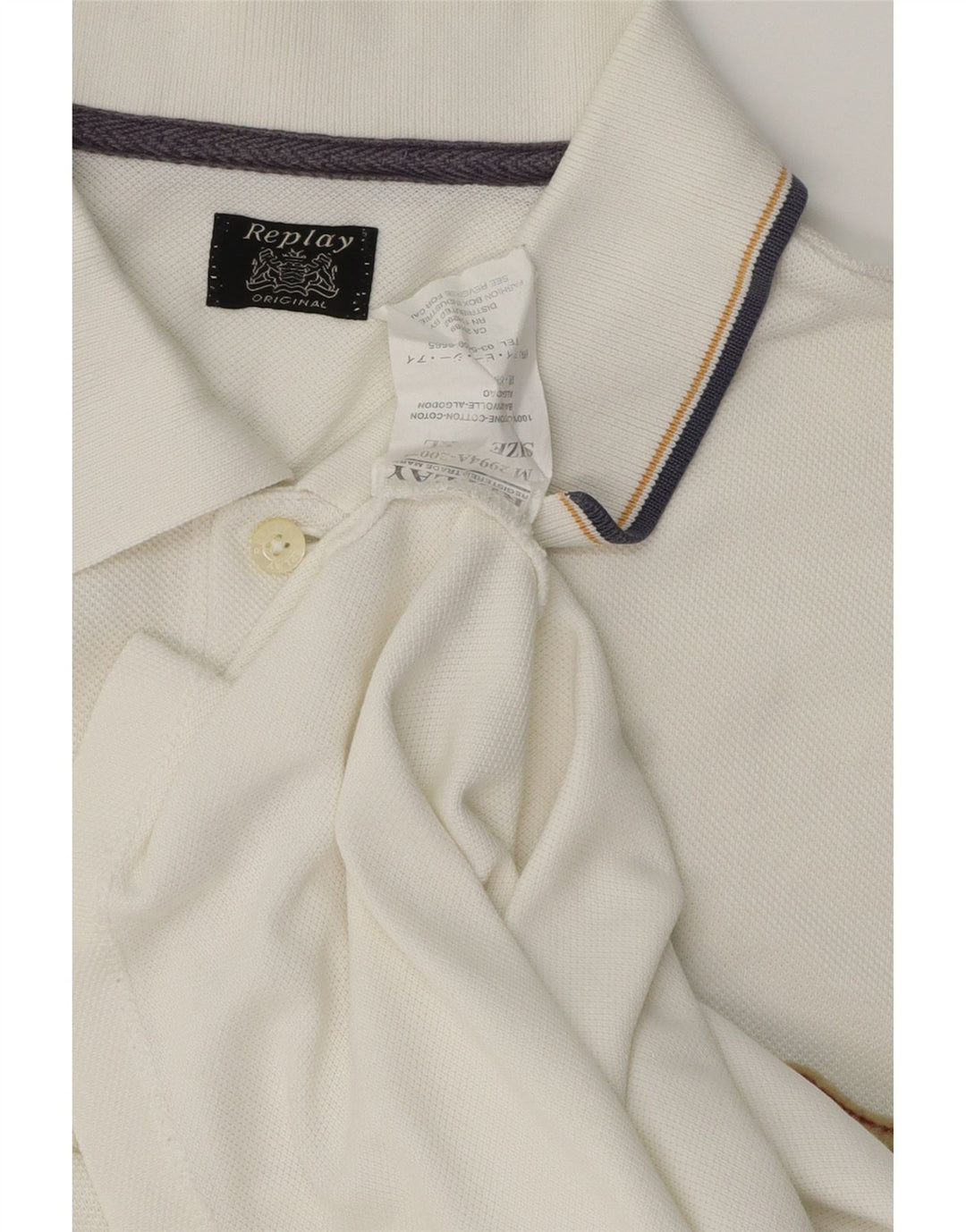 Replay Polo Homme XL Blanc Coton Classique