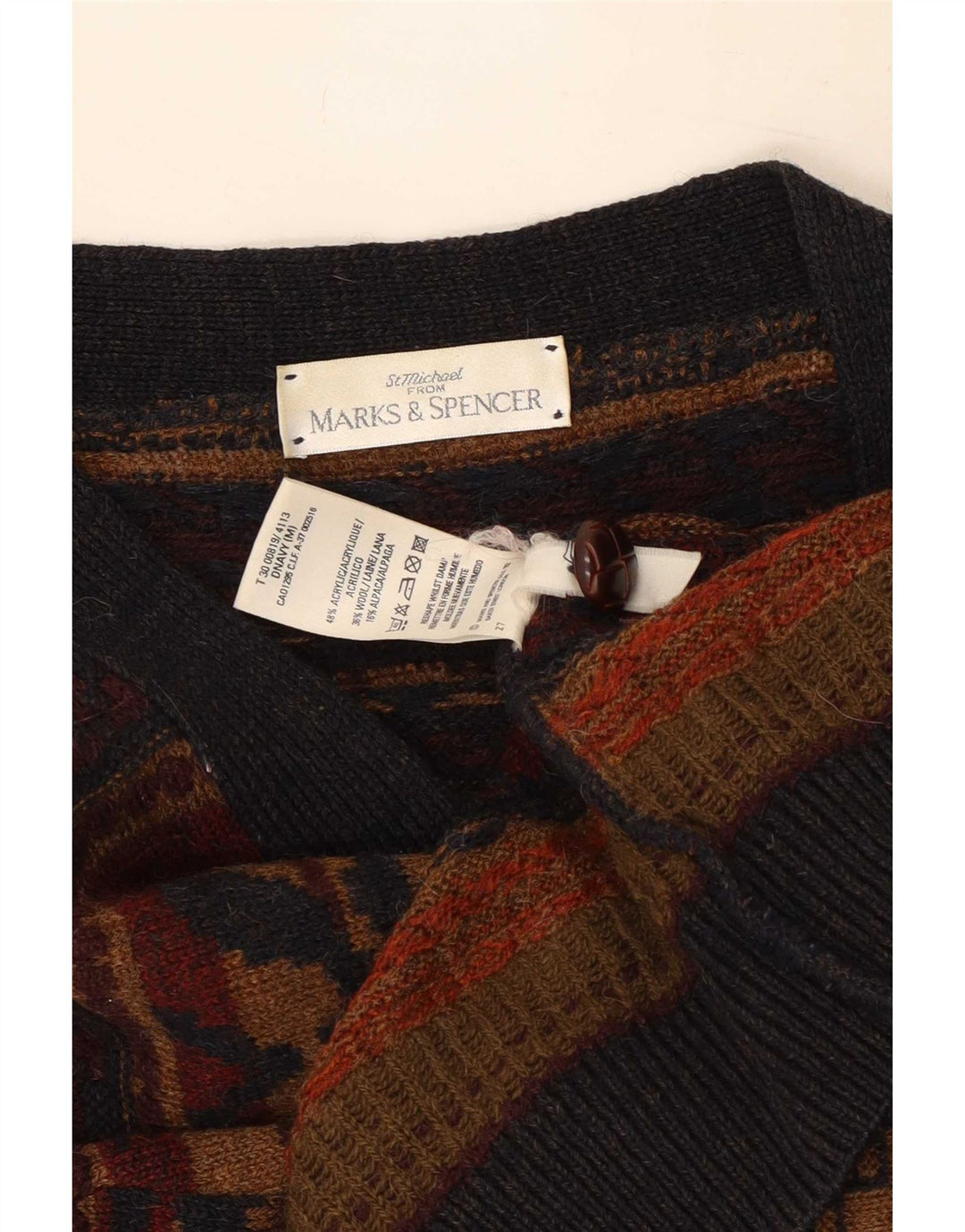 Marks & Spencer Cardigan St. Michael Homme Marron Moyen Géométrique