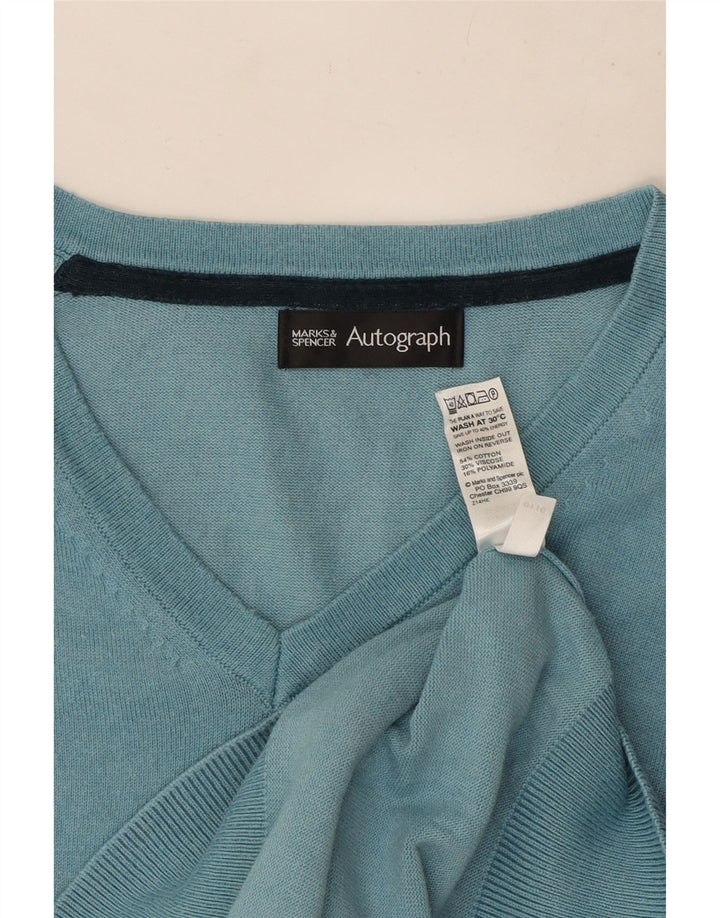 Marks & Spencer Pull Autograph Col V Homme Bleu Moyen Coton