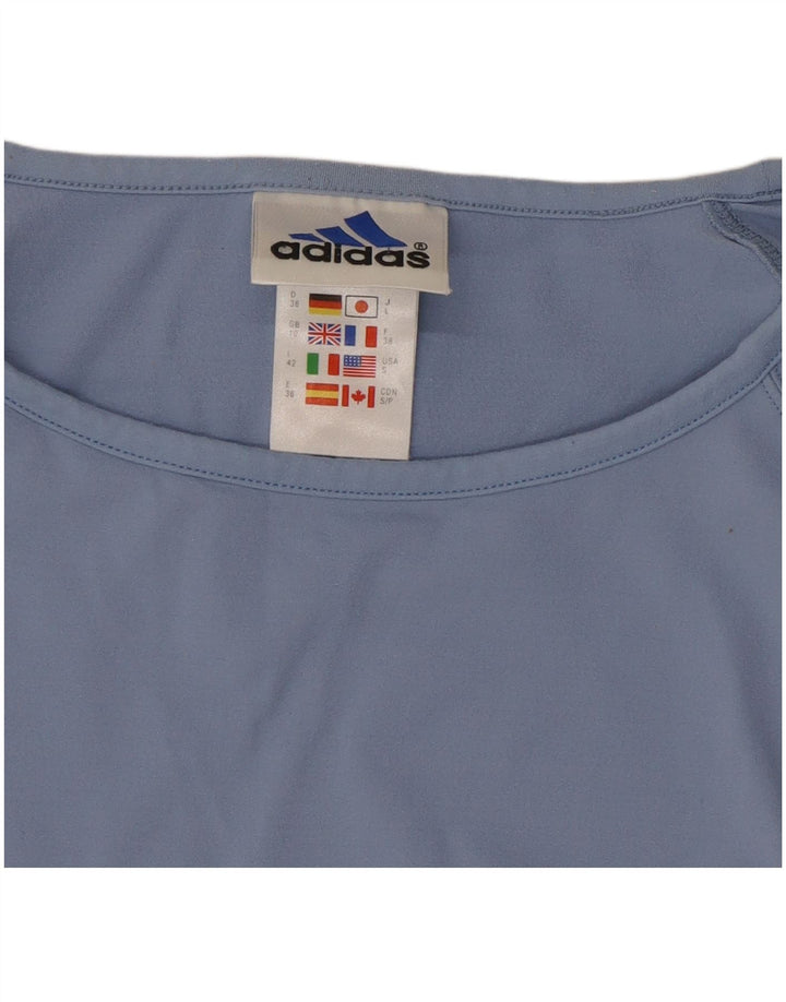 Adidas Womens Crop T-Shirt Top UK 10 Petit Bleu Polyester