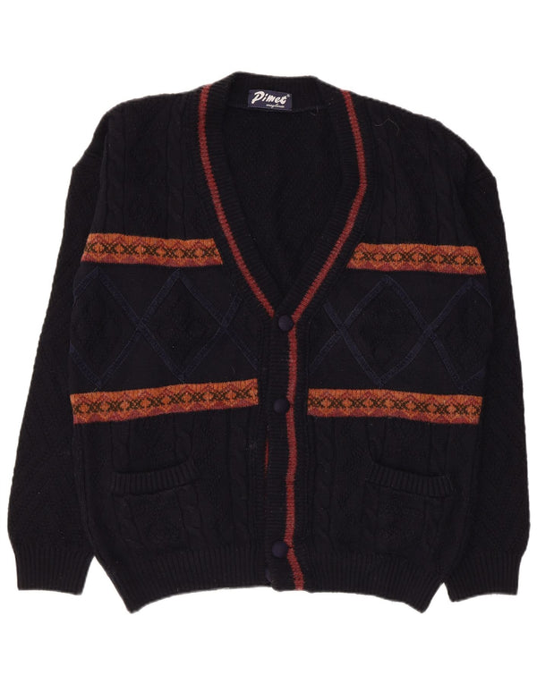 Pimet Magliera Cardigan Homme Pull Large Bleu Marine Fair Isle