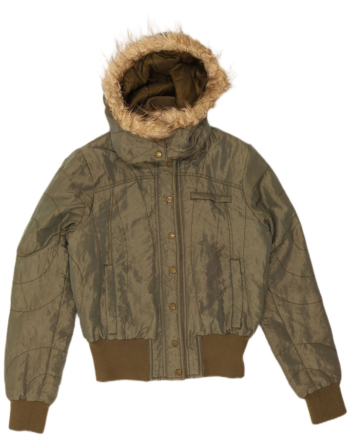Calliope Veste matelassée à capuche pour femme UK 16 Large Kaki Nylon