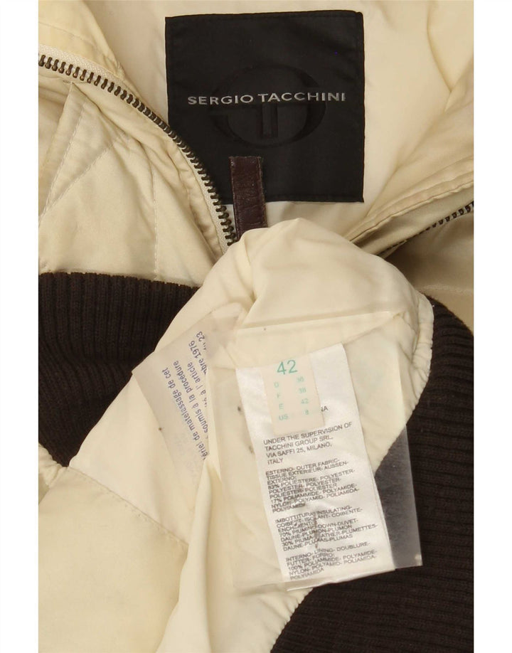Sergio Tacchini Veste matelassée à capuche pour femme IT 42 Beige moyen Colourblock