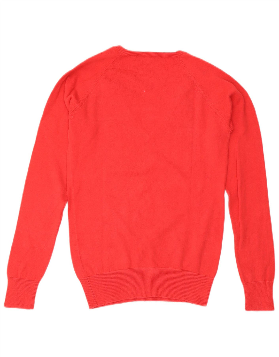 ZARA Pull col en V pour femme UK 10 Petit coton rouge
