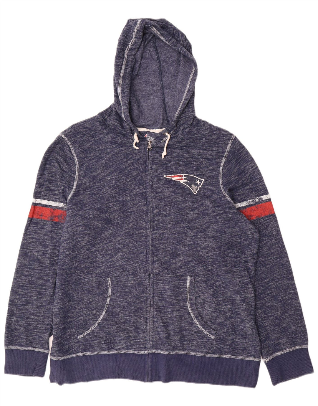 MAJESTIC Pull à capuche zippé homme XL coton moucheté bleu