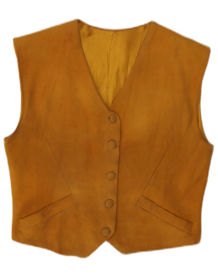 gilet en daim femme vintage UK 8 Petit Beige