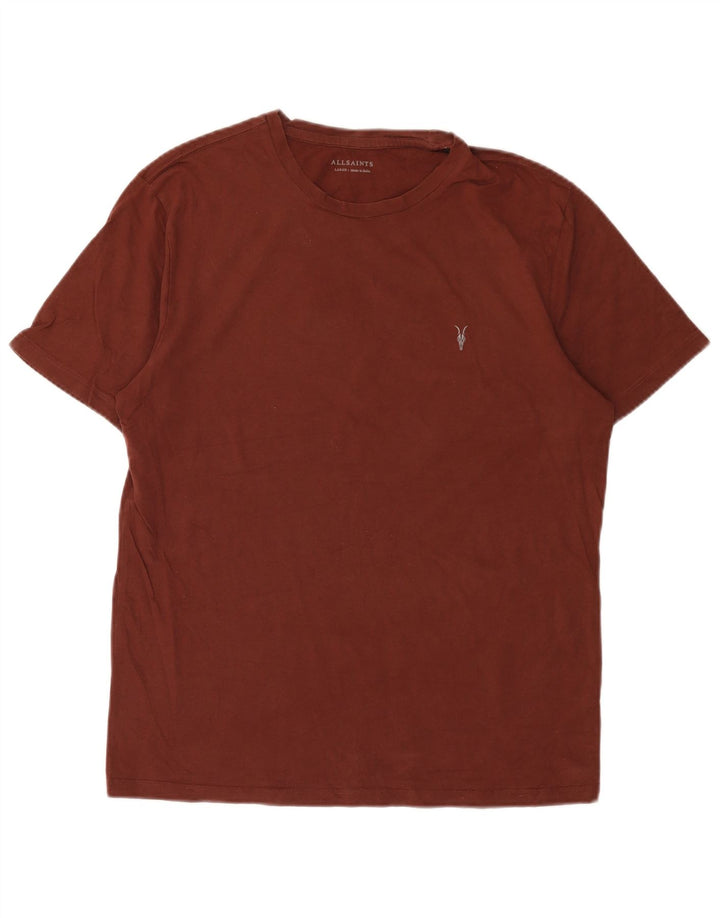 All Saints T-Shirt Homme Haut Large Marron Coton