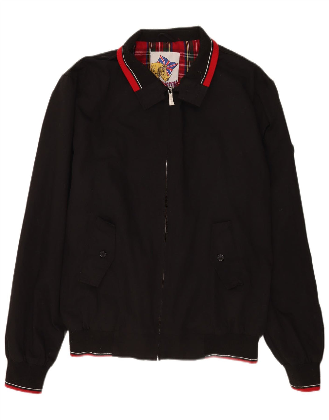 vintage Mens Bomber Jacket UK 44 2XL Noir Polyester Rétro
