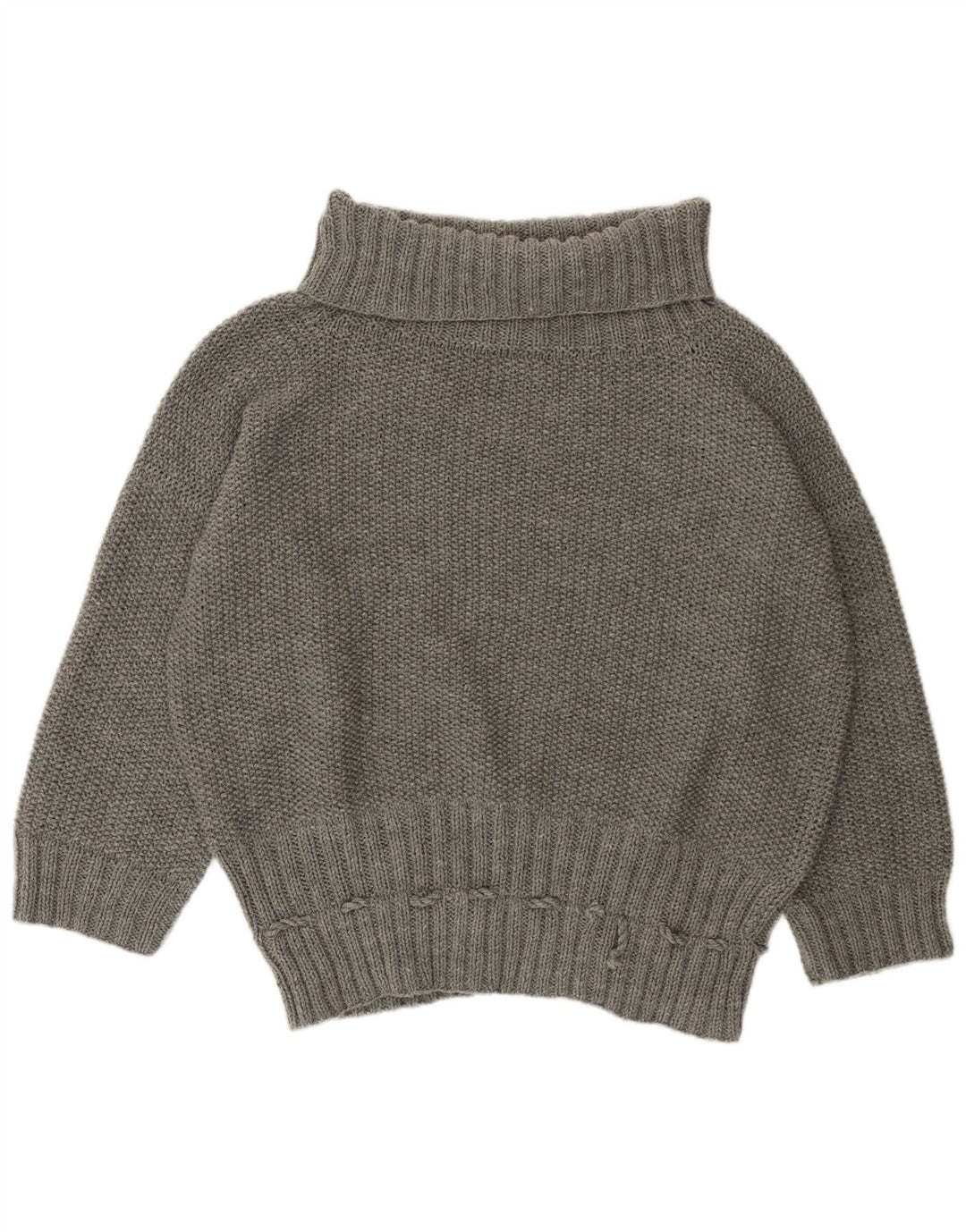 VINTAGE Pull surdimensionné à col roulé pour femme UK 22 3XL Gris