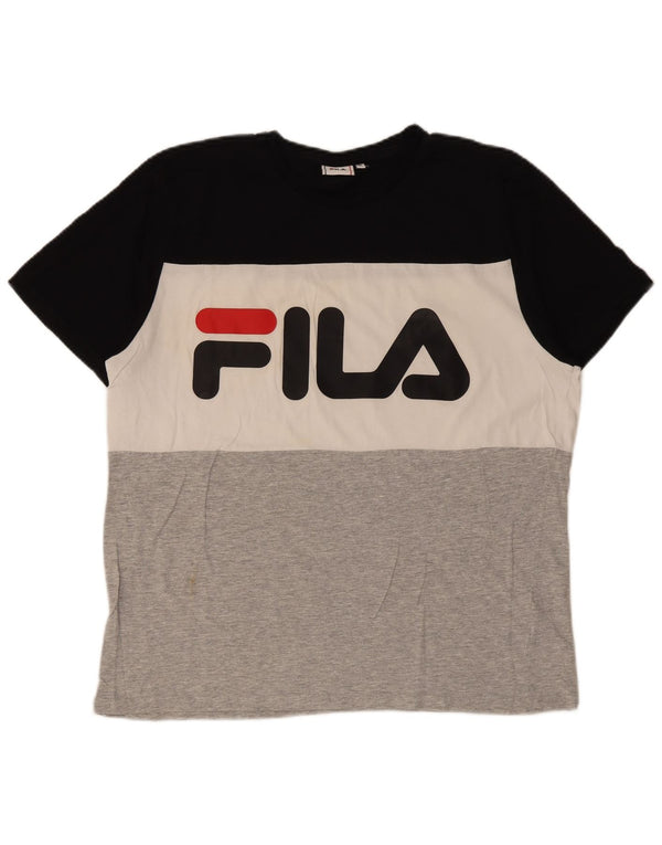 Fila Homme Graphic T-Shirt Top XL Multicolore Colourblock Coton