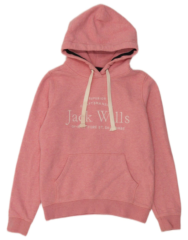 Jack Wills Pull à capuche graphique pour femme UK 8 Petit coton moucheté rose
