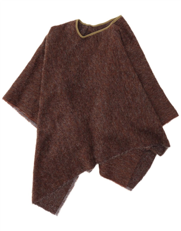 vintage Femme Asymétrique Poncho Jumper Taille Unique Marron