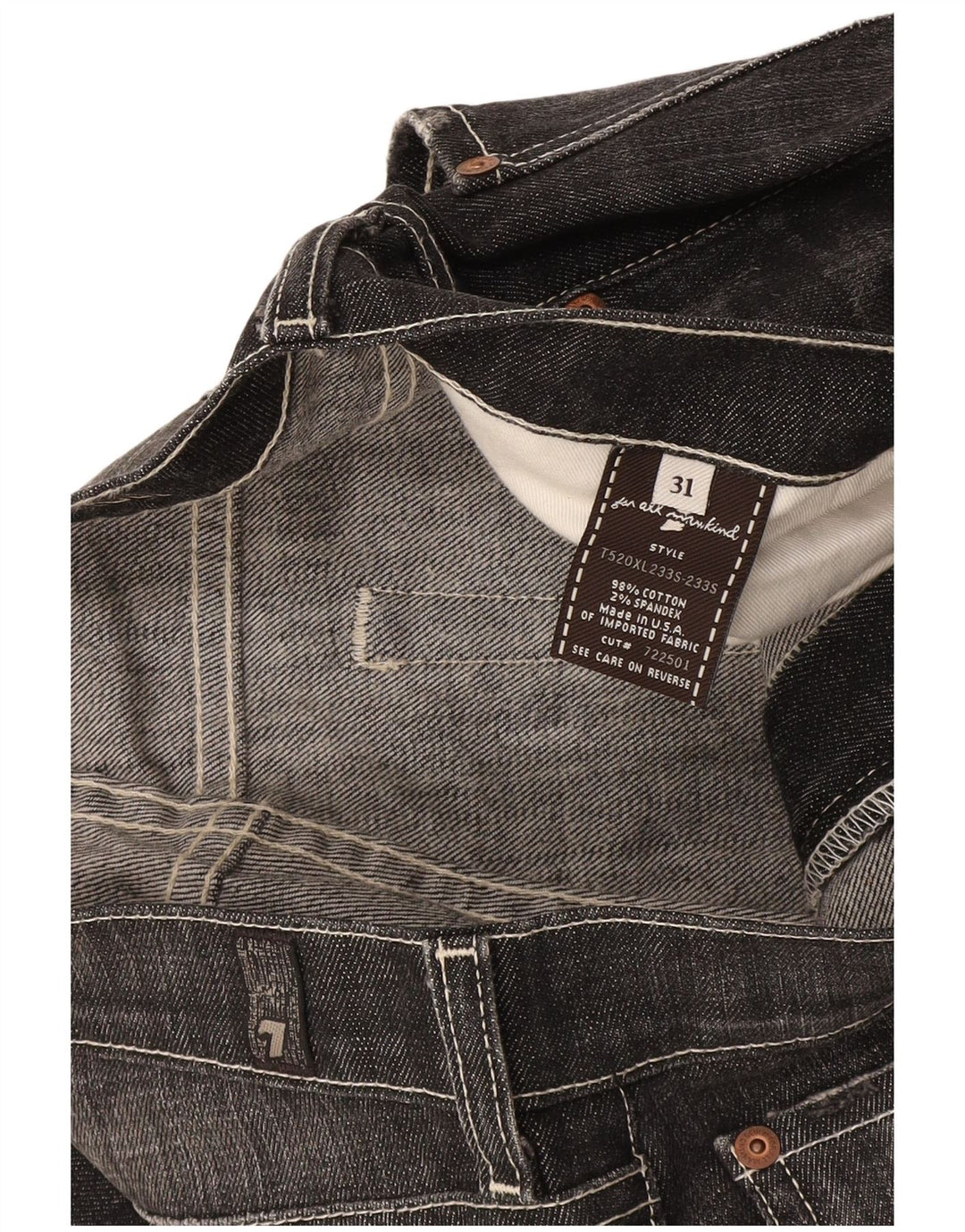 7 For All Mankind Jean Bootcut Femme W31 L36 Coton Gris