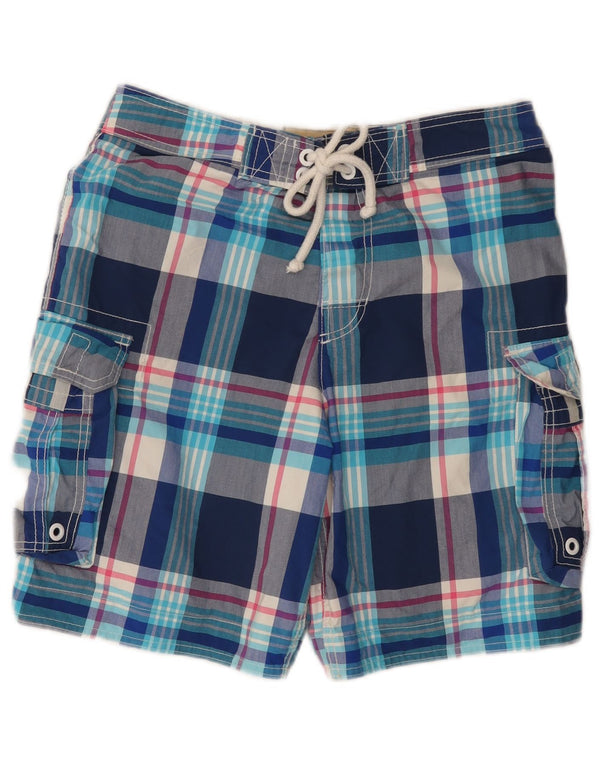 Hollister Mens Swimming Shorts Small Blue Check Cotton