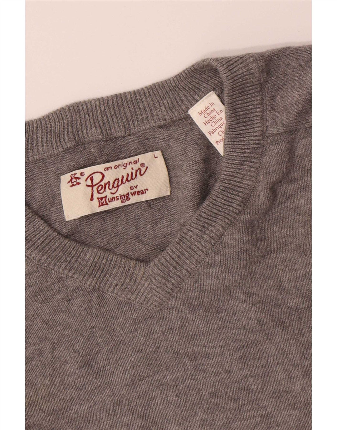 Penguin Pull col V pour homme Gris Taille L