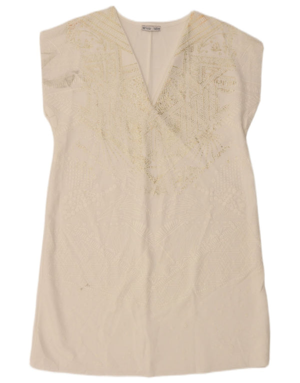 Zara Robe droite pour femme UK 12 Medium White Paisley