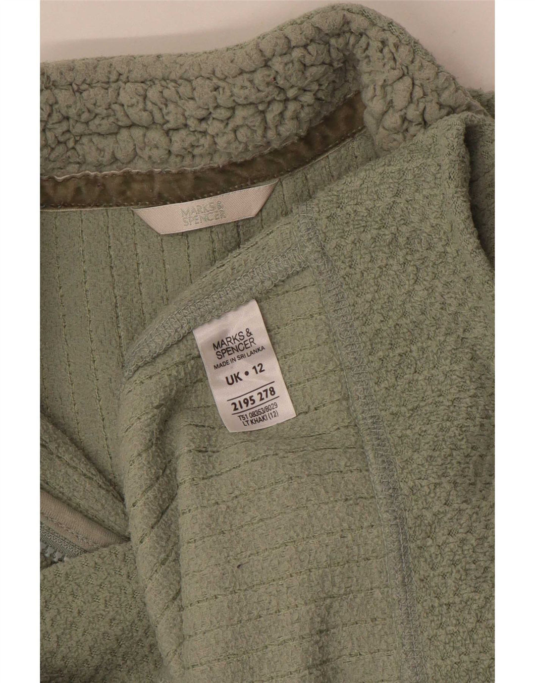 Marks & Spencer Sweat-shirt à col zippé pour femme UK 12 Kaki moyen