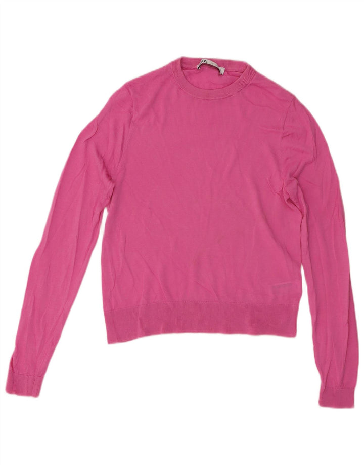 Zara Pull ras du cou pour femme UK 12 Lyocell rose moyen