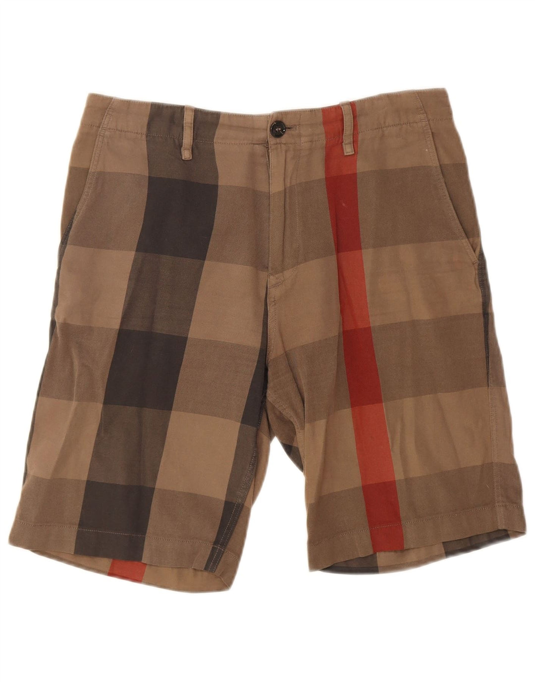 Burberry Short Chino Homme W30 Coton À Carreaux Marron Moyen