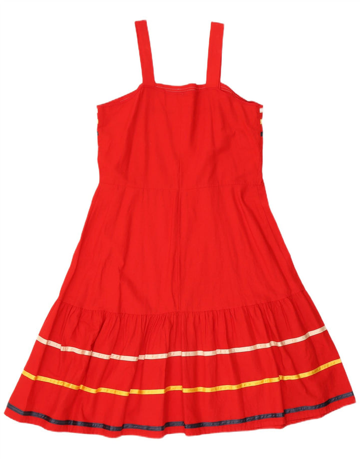 vintage Femme Sundress UK 14 Moyen Rouge Rayé