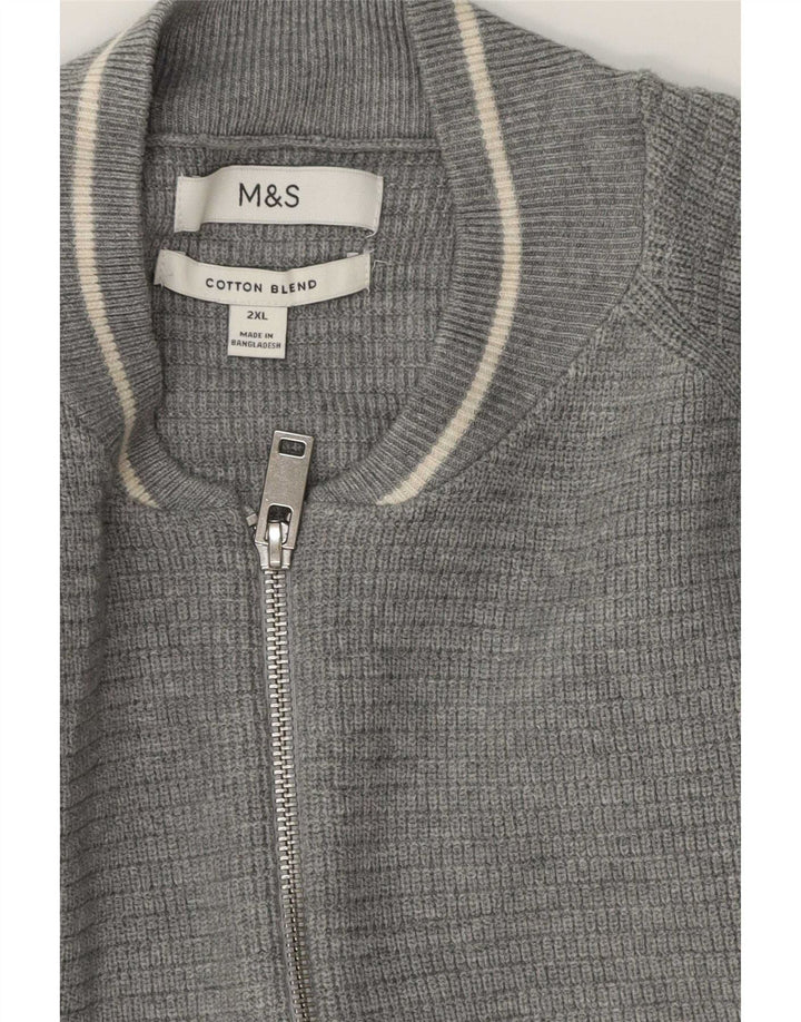 Marks & Spencer Cardigan entièrement zippé pour homme en coton gris 2XL