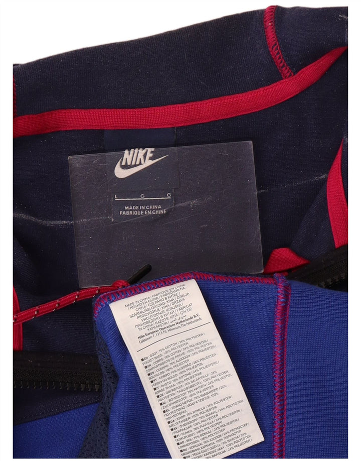 NIKE Pull à capuche zippé pour homme en coton color block bleu grand