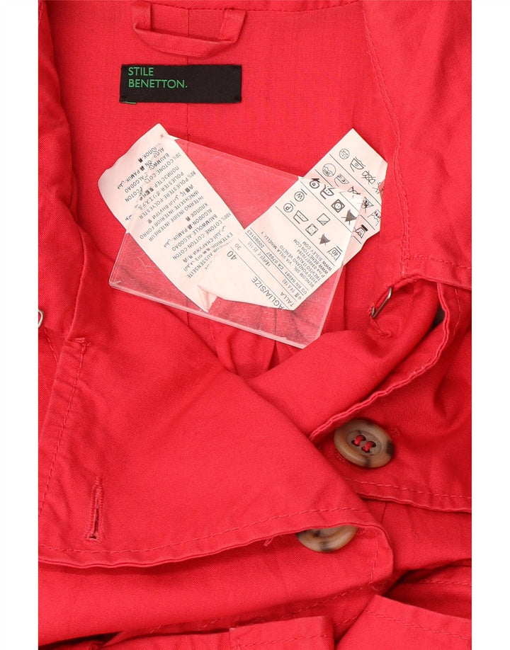 BENETTON Femme Trench IT 40 Petit Rouge Coton