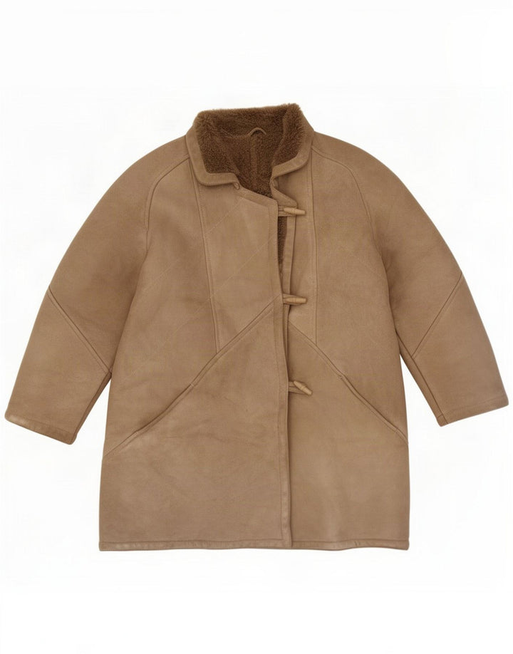 Manteau en peau de mouton vintage pour femme EU 46 XL Beige
