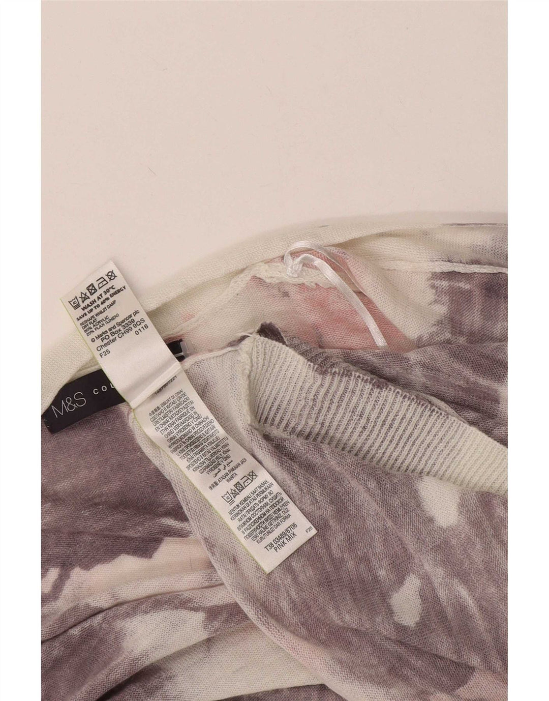 Marks & Spencer Pull cardigan à motif abstrait pour femme UK 14 Rose moyen