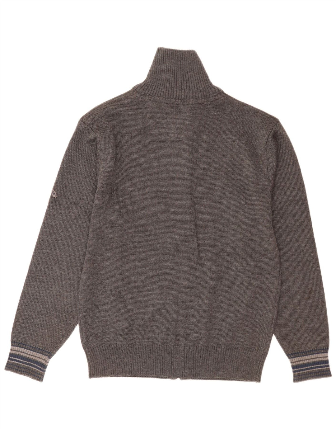 vintage Mens Cardigan Pull XL Gris Laine Vierge
