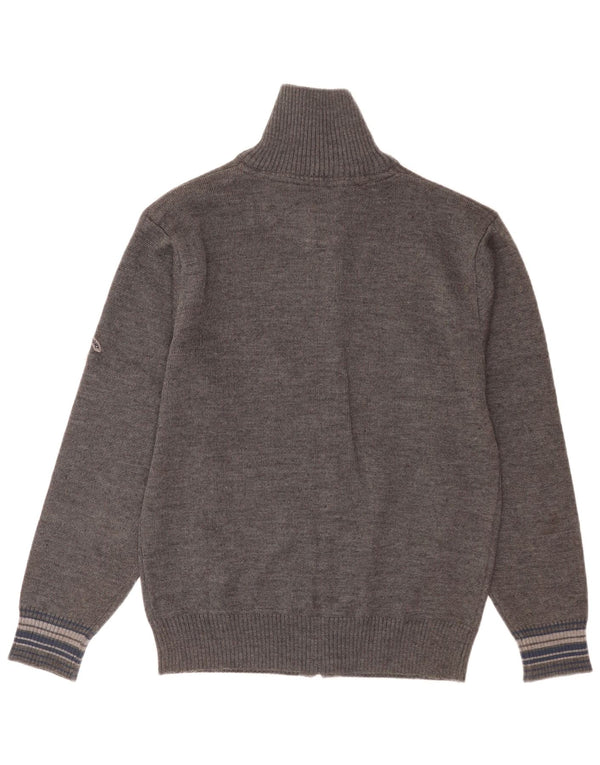 vintage Mens Cardigan Pull XL Gris Laine Vierge