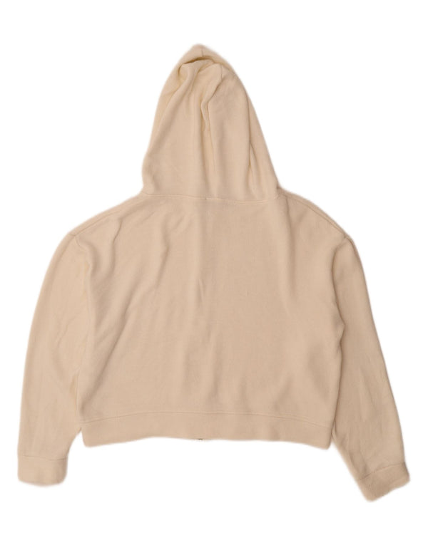 Zara Pull à capuche zippé court pour femme UK 14 Viscose blanc moyen