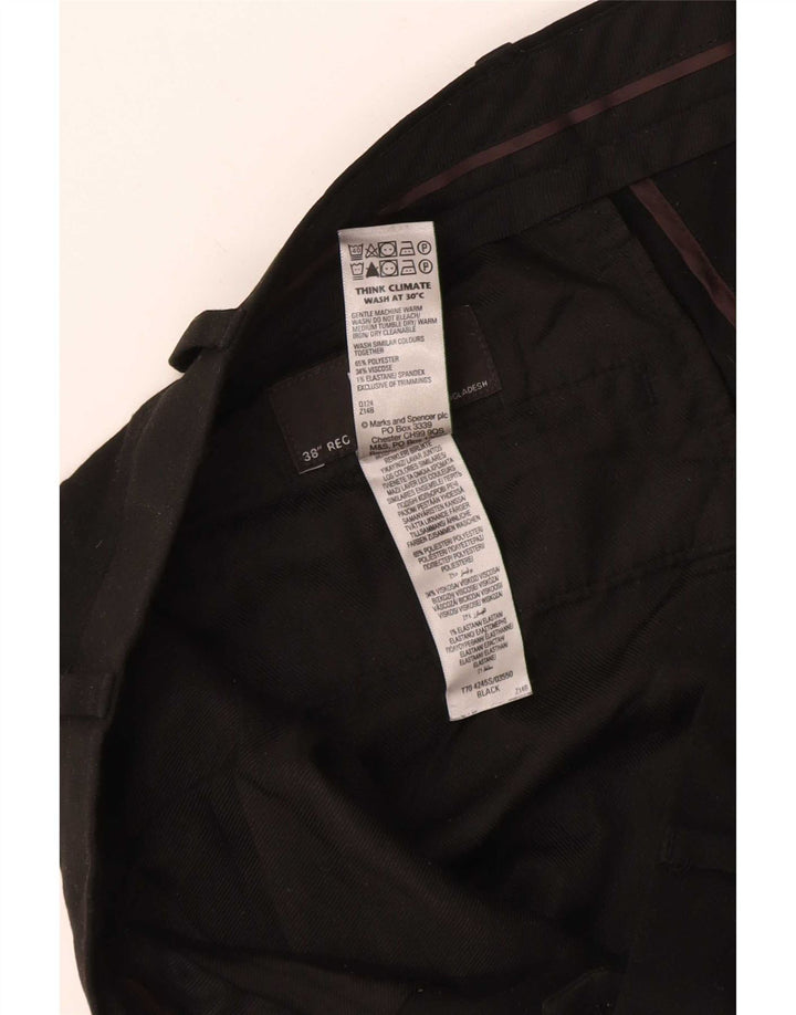 Marks & Spencer Pantalon de costume coupe slim pour homme W38 L28 Noir Polyester