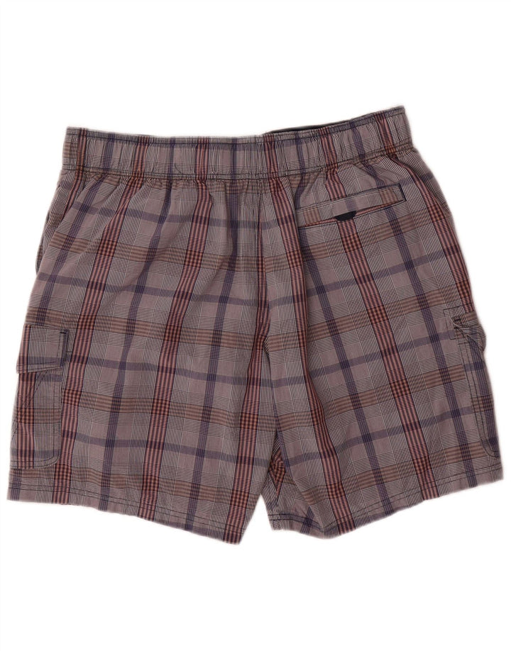 Marks & Spencer Short de bain cargo pour homme en coton à carreaux gris grand