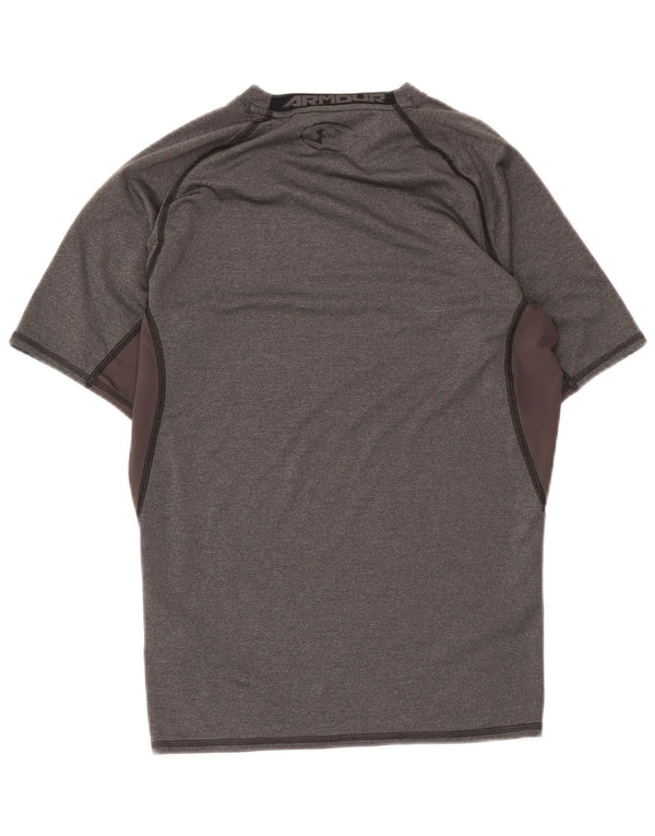 Under Armour Heat Gear T-Shirt Top UK 14 Large Gris Colorblock pour Femme