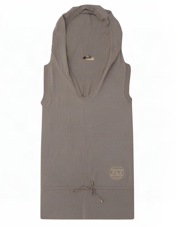 Armani Jeans Débardeur à capuche long pour femme UK 10 Petit coton gris