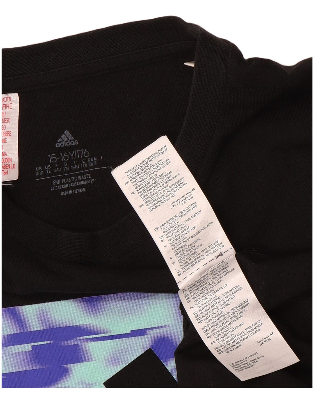 Adidas T-Shirt Graphique Garçon 15-16 ans Noir
