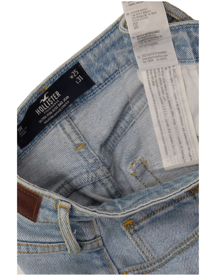 HOLLISTER Jean droit taille haute W25 L31 bleu coton femme
