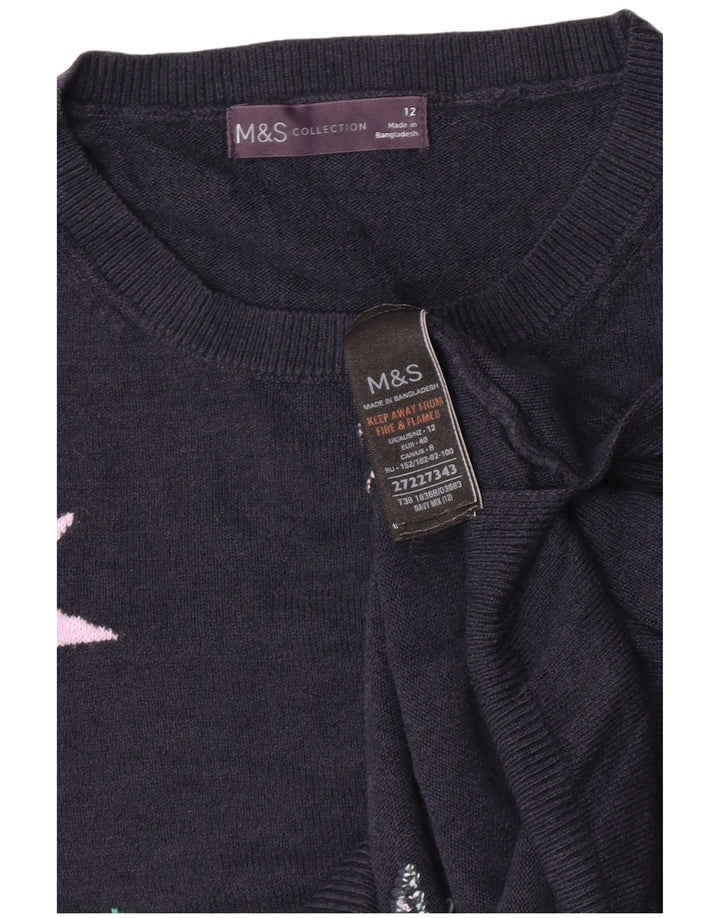 Marks & Spencer Pull à col rond pour femme UK 12 Bleu marine moyen