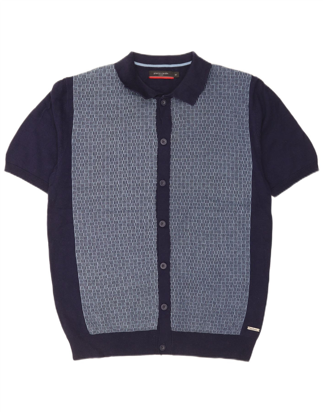 Pierre Cardin Chemise en tricot à manches courtes pour homme Bleu marine moyen géométrique