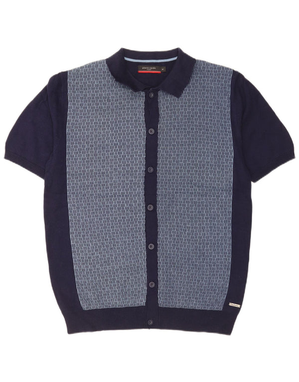 Pierre Cardin Chemise en tricot à manches courtes pour homme Bleu marine moyen géométrique